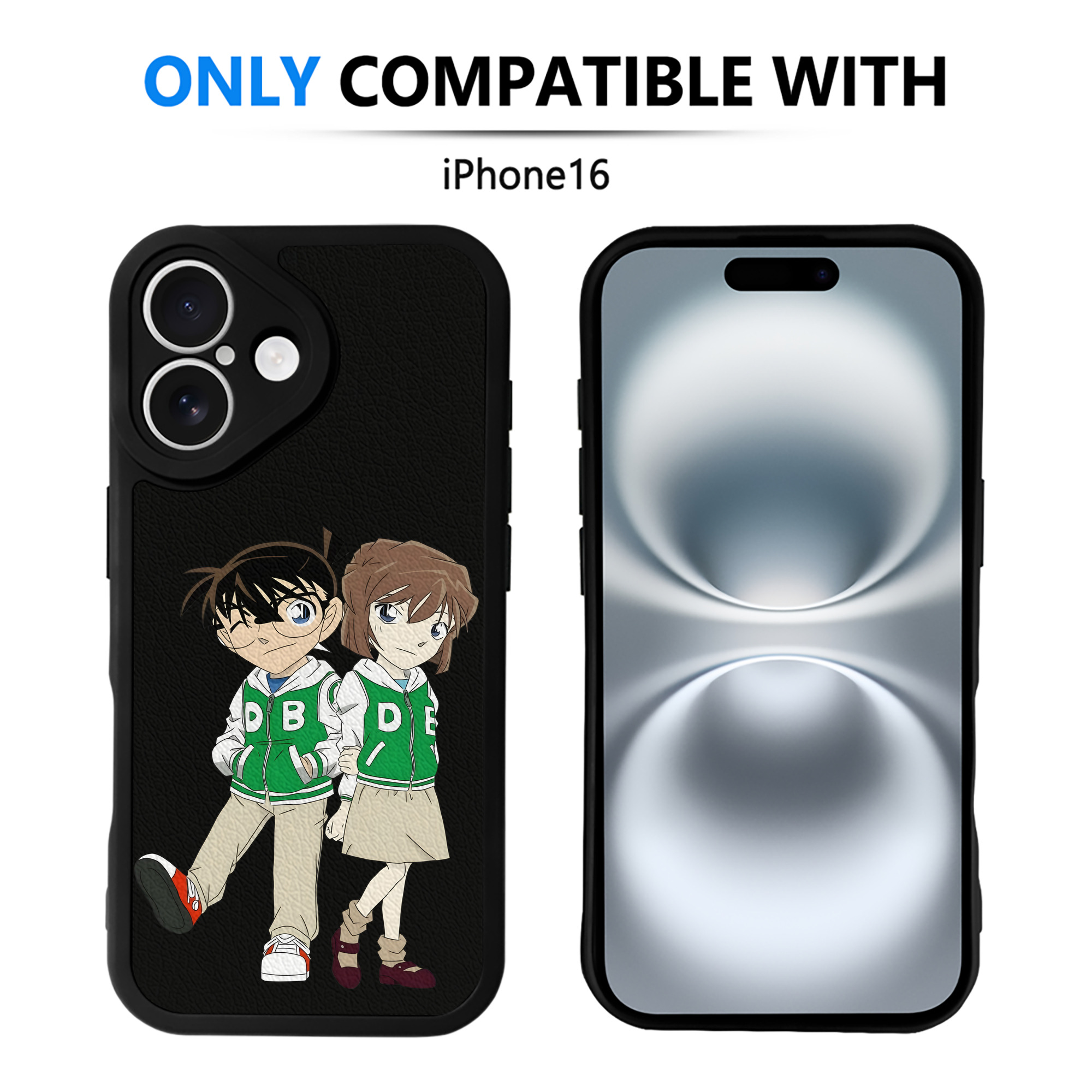 （画像用） 名探偵コナン 江戸川 コナン Detective Conan Conan Edogawa 【iPhone 16シリーズ対応】シリコンスマホケース（レザー調） 材質：シリコン